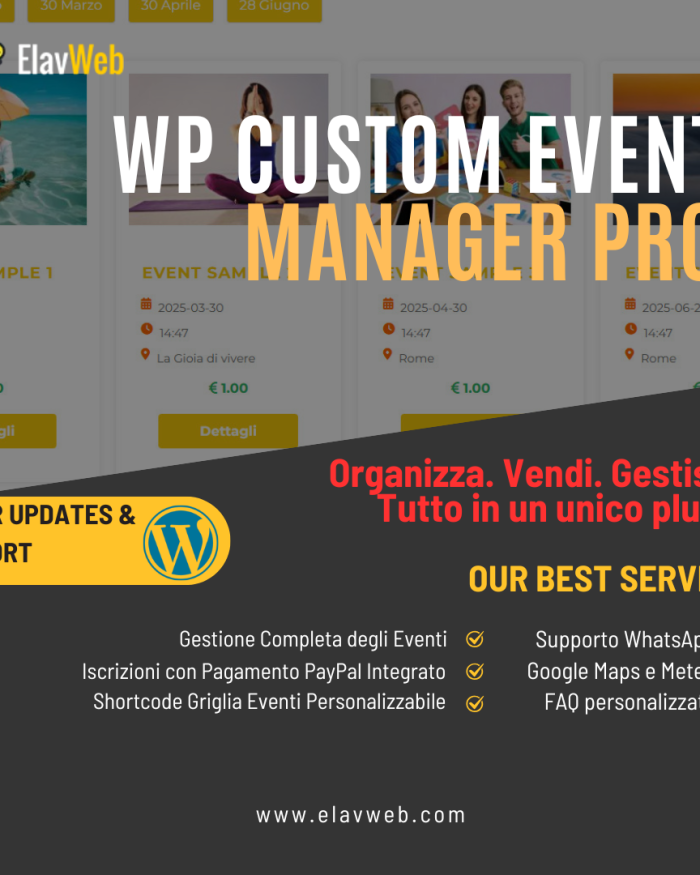 WP Custom Event Manager Pro