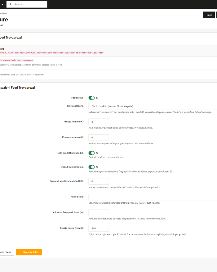 Modulo PrestaShop Feed Trovaprezzi — Sincronizza il Catalogo con il Network 7pixel
