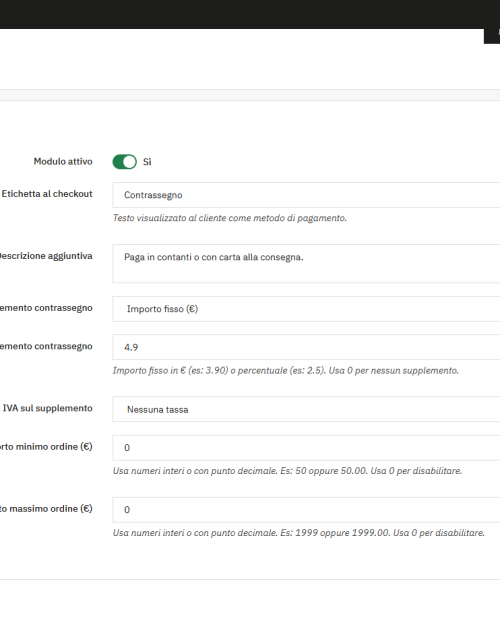 Modulo Contrassegno con Supplemento PrestaShop | ElavWeb